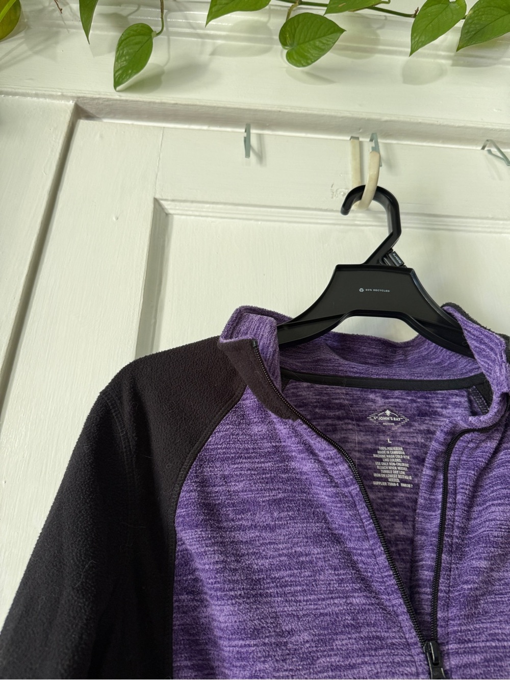 Women’s Half-Zip Active Pullover - Purple & Black St John’s Bay size L - Picture 4 of 8